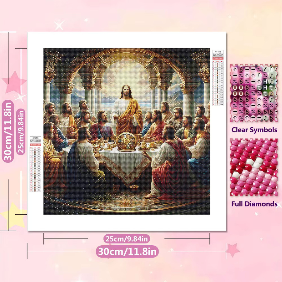 EverShine DIY Diamantmalerei Das letzte Abendmahl 5D Vollbohr-Stickerei Mosaik Motiv Jesus in Multicolour B/B/B: 20 x 20 x 20 cm - Bild 2
