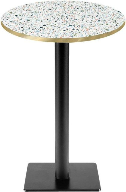 RestooTab Stehtisch Milan T rund in Terrazzo-Optik, Farbe Mehrfarbig mit Messing-Details, Höhe: 113 cm, Durchmesser: 60 cm - Bild 1
