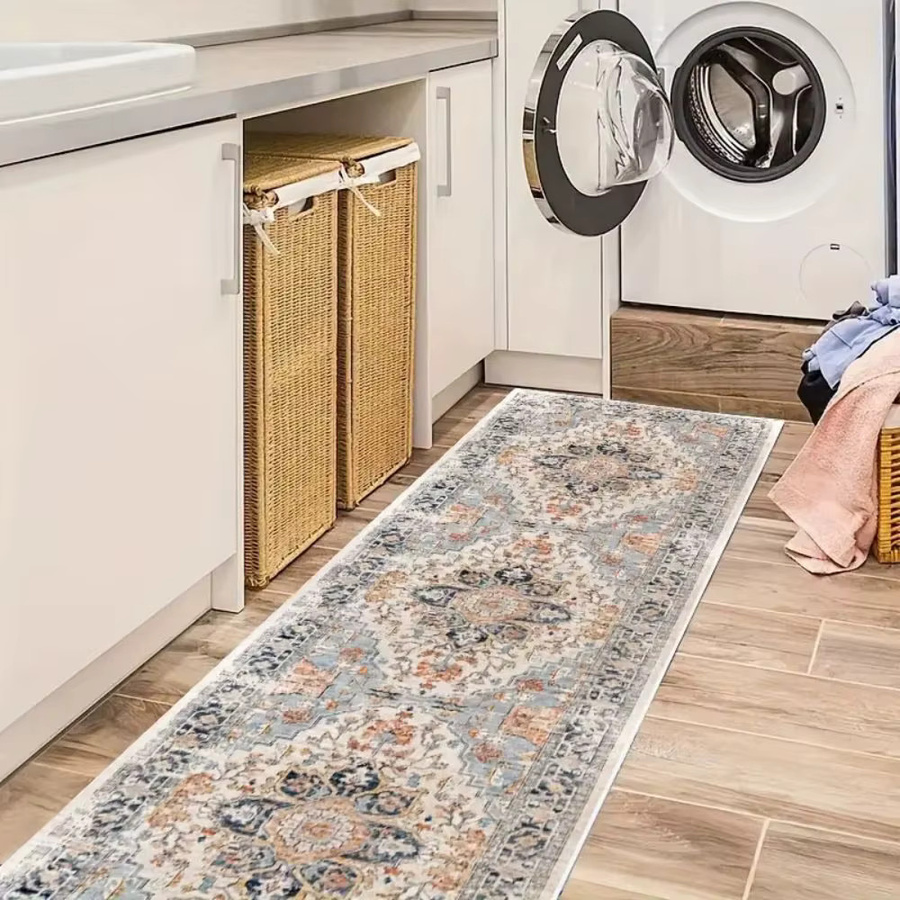 VIKAMA Böhmischer Retro-Teppich im amerikanischen Stil, rutschfest und schmutzabweisend für Wohnzimmer, Küche oder Flur - Bild 2