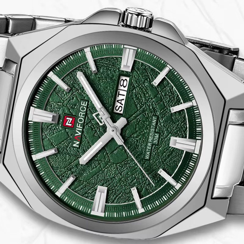 NAVIFORCE Armbanduhr, Quarz, Edelstahl, Silber, Grün, Herren - Bild 3