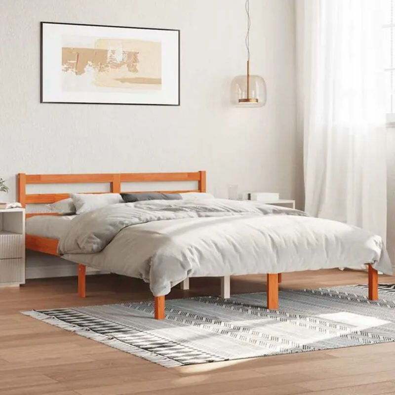 Massivholzbett vidaxl aus Kiefer in Braun, B/T/H: 140 x 190 x 69,5 x 145,5 cm - Bild 1