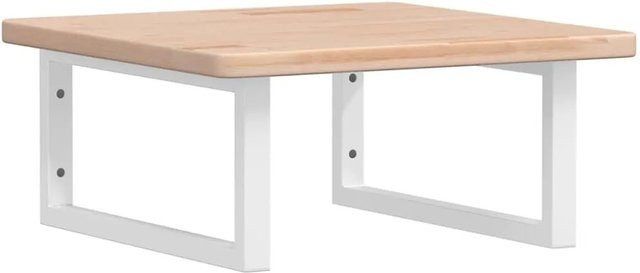 vidaXL Waschtischplatte aus Massivholz Eiche und Stahl in Braun und Weiß mit Halterung - Bild 1