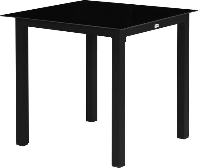 Outsunny Gartentisch quadratisch für 4 Personen aus Aluminium mit Hartglasplatte in Schwarz, B/T/H: 80 x 80 x 74 cm - Bild 1