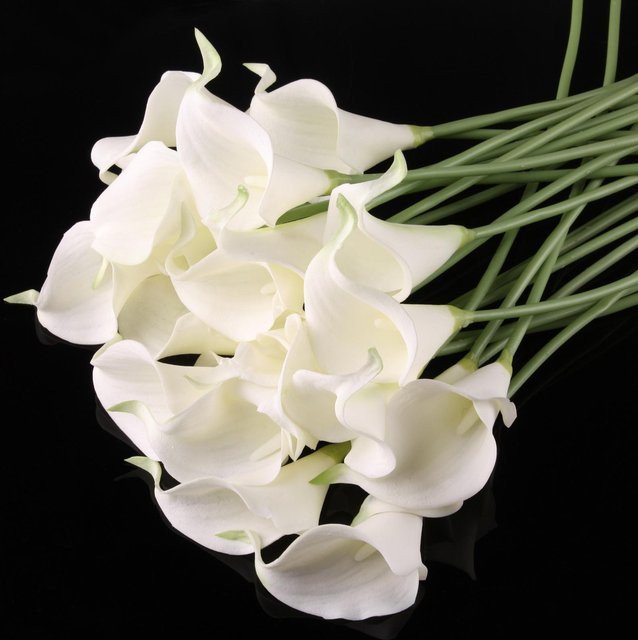 10er Pack ARI Calla-Lilien Kunstblumen in Weiß für Hochzeitsstrauß und Heimdekoration - Bild 1