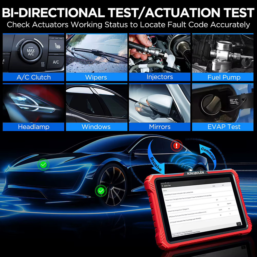 KINGBOLEN K10 PRO Vollsystem-Diagnosetool in Rot mit ECU-Codierung, OBD2-Scanner, CAN FD und DoIP für aktive Tests und 40+ Resets - Bild 5