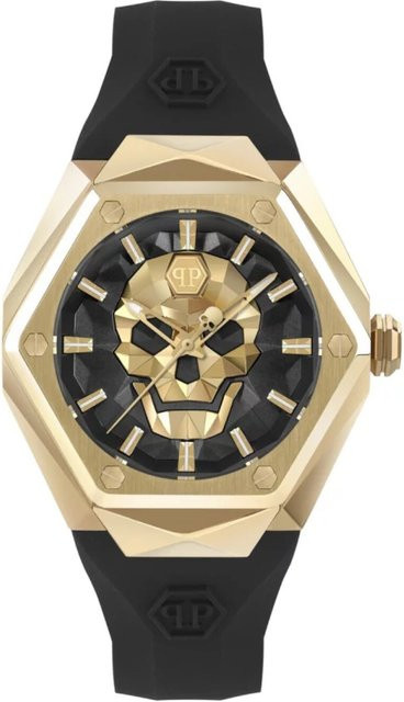 Philipp Plein Damenuhr, Quarz, Edelstahl, 40 mm, Silikon, Schwarz, 5 ATM - Bild 1