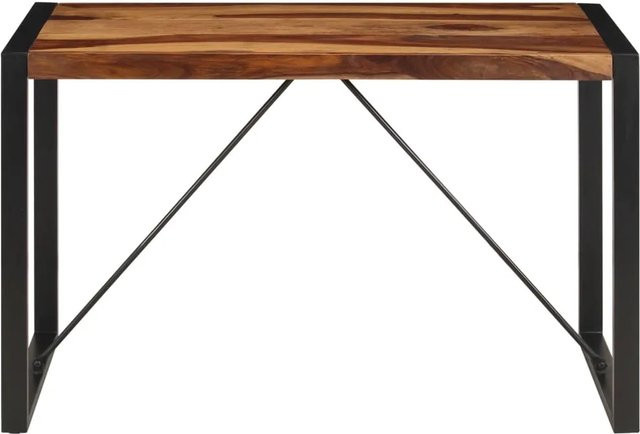 vidaXL Esstisch im Industrial Design aus Massivholz und Metall, rechteckig, Braun und Schwarz, B: 120 cm, T: 60 cm, H: 76 cm - Bild 1
