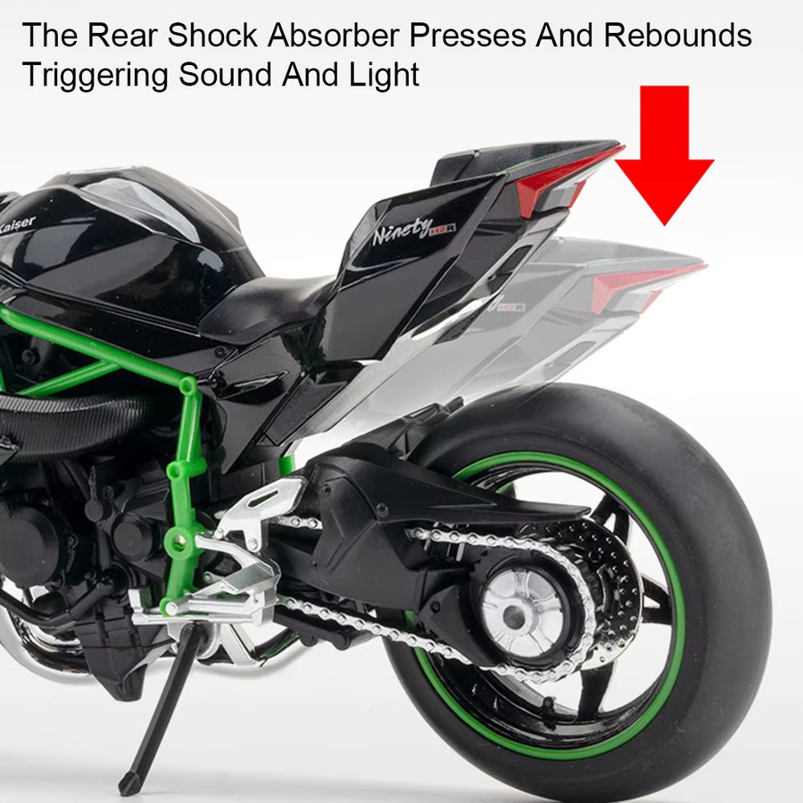 MAKEDA Kawasaki H2R ZX-10R Motorrad Modell, 1:12, Metall, mit Licht und Sound - Bild 4