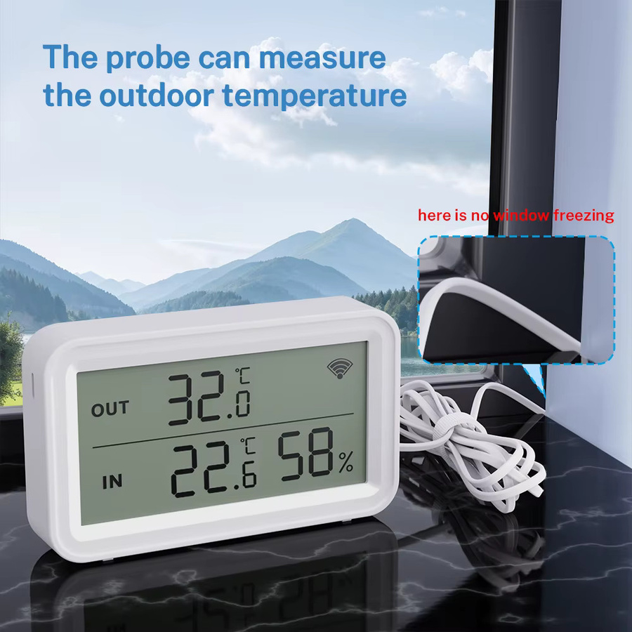 MinisterWorks Tuya WiFi Temperatur und Feuchtigkeit Sensor mit externer Sonde in Weiß, SmartLife und Alexa kompatibel - Bild 2