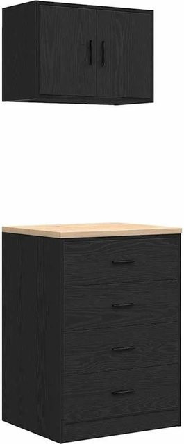 vidaXL Garagenschränke 2er-Set aus Holzwerkstoff in Schwarz - Bild 1