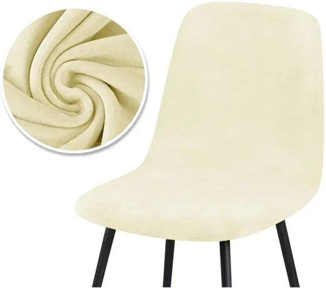 Yiran Furniture Samtige Stuhlhusse in Beige als einfarbige Barhockerbeziege und Sitzbezug für deinen Wohnbereich - Bild 1
