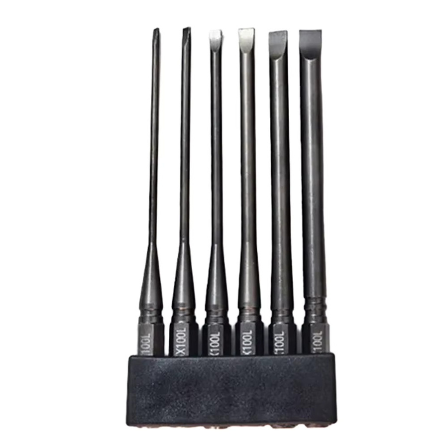 Vibratite 6-teiliges Schlitzschraubendreher-Bit-Set in Schwarz für Schlagschrauber und Metallhandwerkzeuge (SL2, SL2.5, SL3, SL4, SL5, SL6) - Bild 1