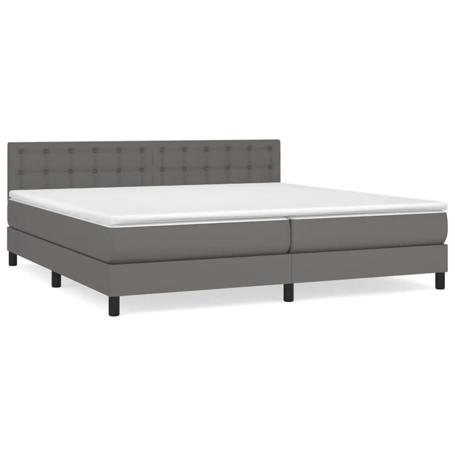 vidaXL Boxspringbett Hybrid mit Matratze, Grau, Kunstleder, B/T: 200 x 200 cm - Bild 2
