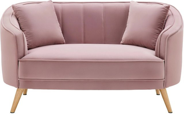Bessagi Home Sofa Hope in Rosa aus Samt mit passenden Dekokissen - Bild 1