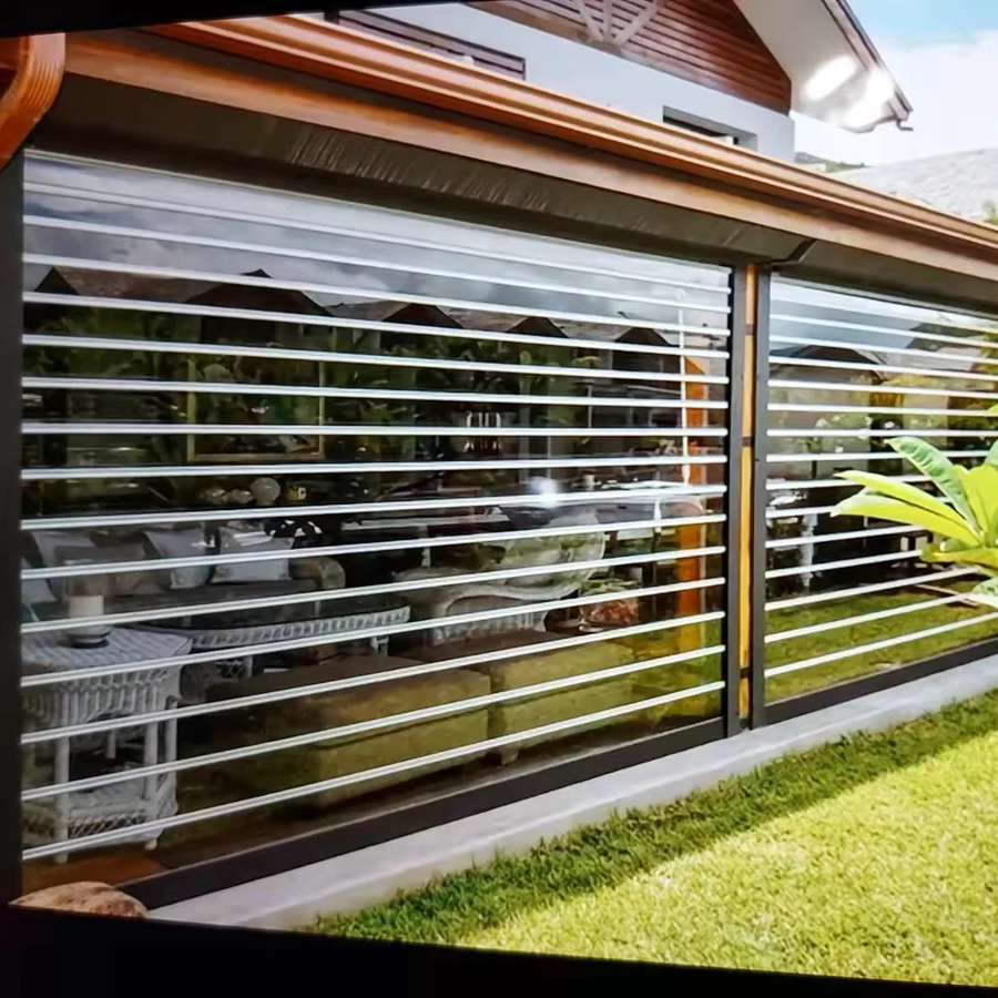TOMA Elektrischer transparenter Rollladen aus Aluminium und Polycarbonat in Weiß für Profis - Bild 2