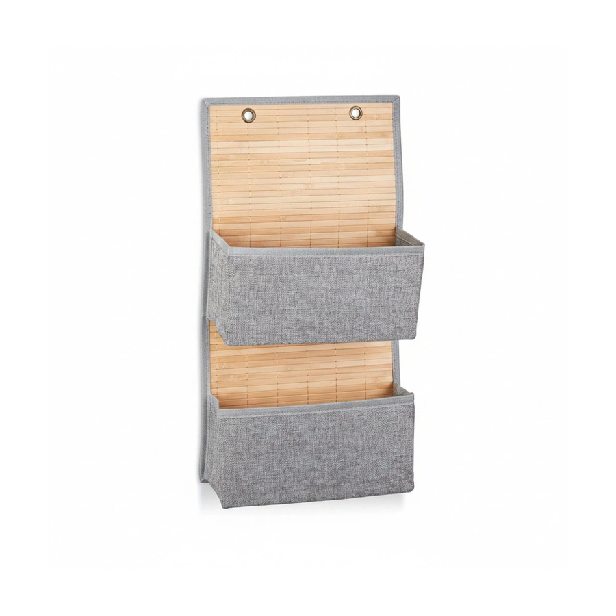 Relaxdays Hängeaufbewahrung aus Bambus und Polyester für Wand und Tür, B/T/H: 62 x 33 x 12 cm - Bild 2