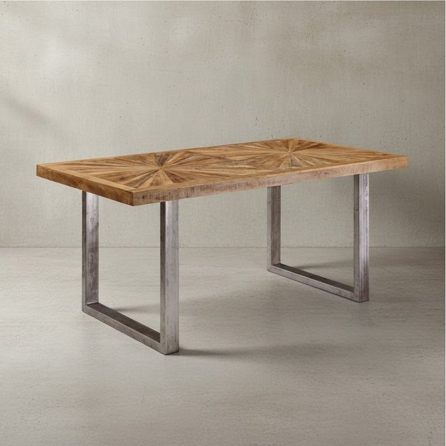 KADIMA DESIGN Rustikaler Esszimmertisch aus Mangoholz in Braun mit Metallbeinen, B/T: 200 x 100 cm - Bild 1