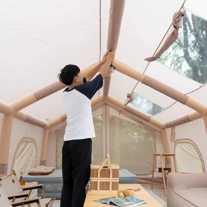 MDNG Aufblasbares Campingzelt mit automatischer Öffnung in Beige mit zwei Schlafzimmern und Wohnzimmer - Bild 2