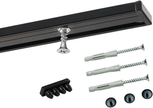 Deco-Raum Gardinenschiene nach Maß 1-Lauf für Deckenmontage, Minimal Design, Schwarz, Länge: 160 cm - Bild 1