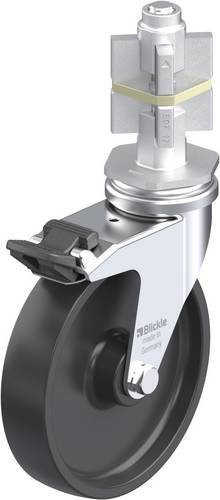 Blickle Lenkrolle LRA-POA 102G-FI-E07 mit Feststeller, Rad-Durchmesser: 100 mm, Tragfähigkeit: 70 kg, Stahl und Kunststoff, grau-schwarz, verzinkt - Bild 1