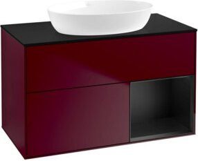 V&B Waschtischunterschrank Finion 100 mit Wandbeleuchtung in Blau lackiert, B/T/H: 100 x 50,1 x 50,1 cm - Bild 1