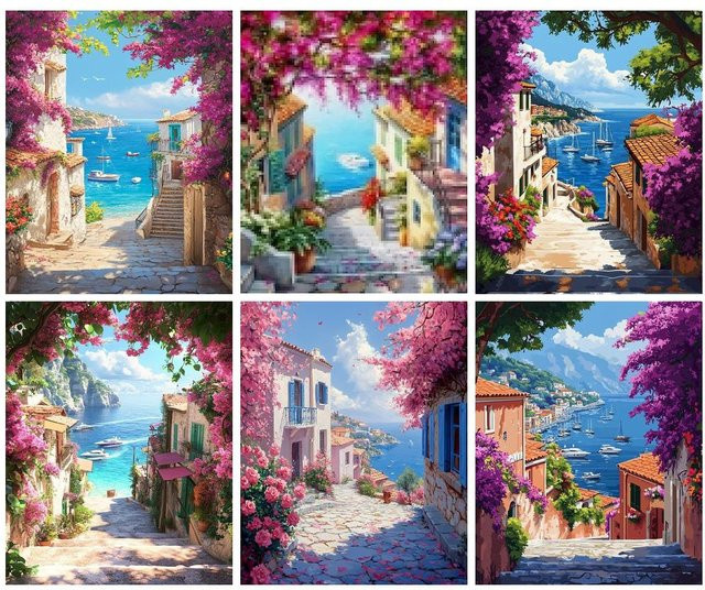 PhotoCustom 5D Diamant Mosaik Malerei Stadtlandschaft mit Blumen in Multicolour, B/H: 30 x 20 cm - Bild 1