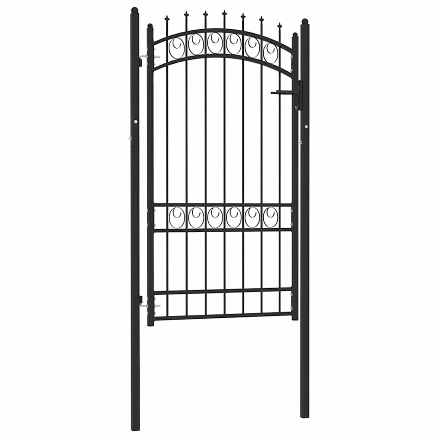 vidaXL Zauntor aus Stahl mit Spitzen in Schwarz, B: 102 cm, H: 175 cm - Bild 2