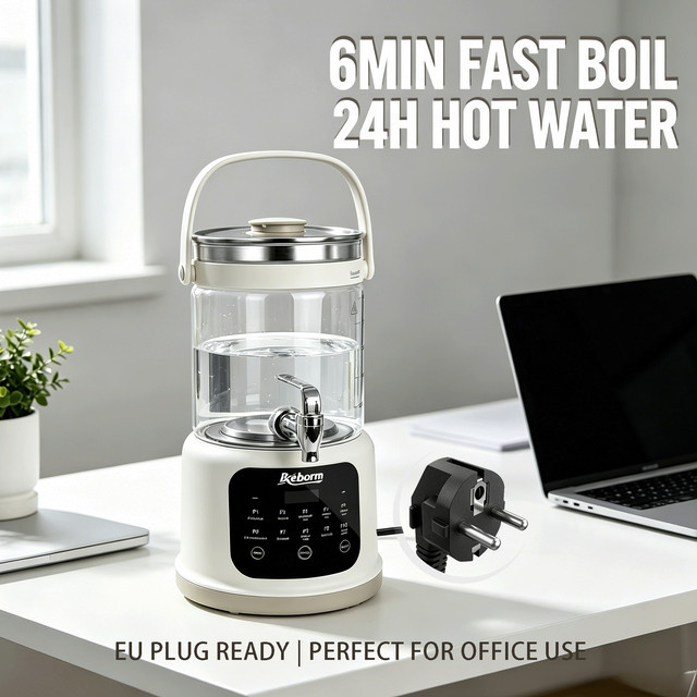 Keborn Smarter Elektrischer Glas-Wasserkocher mit Zapfhahn und Warmhaltefunktion, 3 l, Transparent - Bild 1