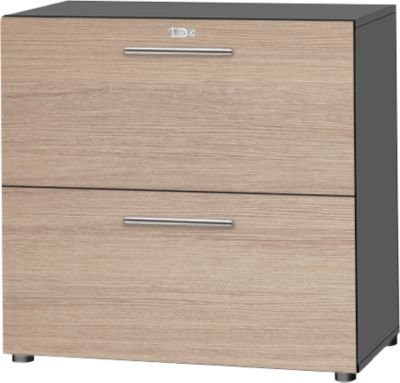 Schäfer Shop Select HR-Schrank Start Off, 2-türiger Holzschrank mit Schloss, Farbe: Graphit/Eiche, B/T/H: 80,0 x 42,0 x 78,8 cm - Bild 1