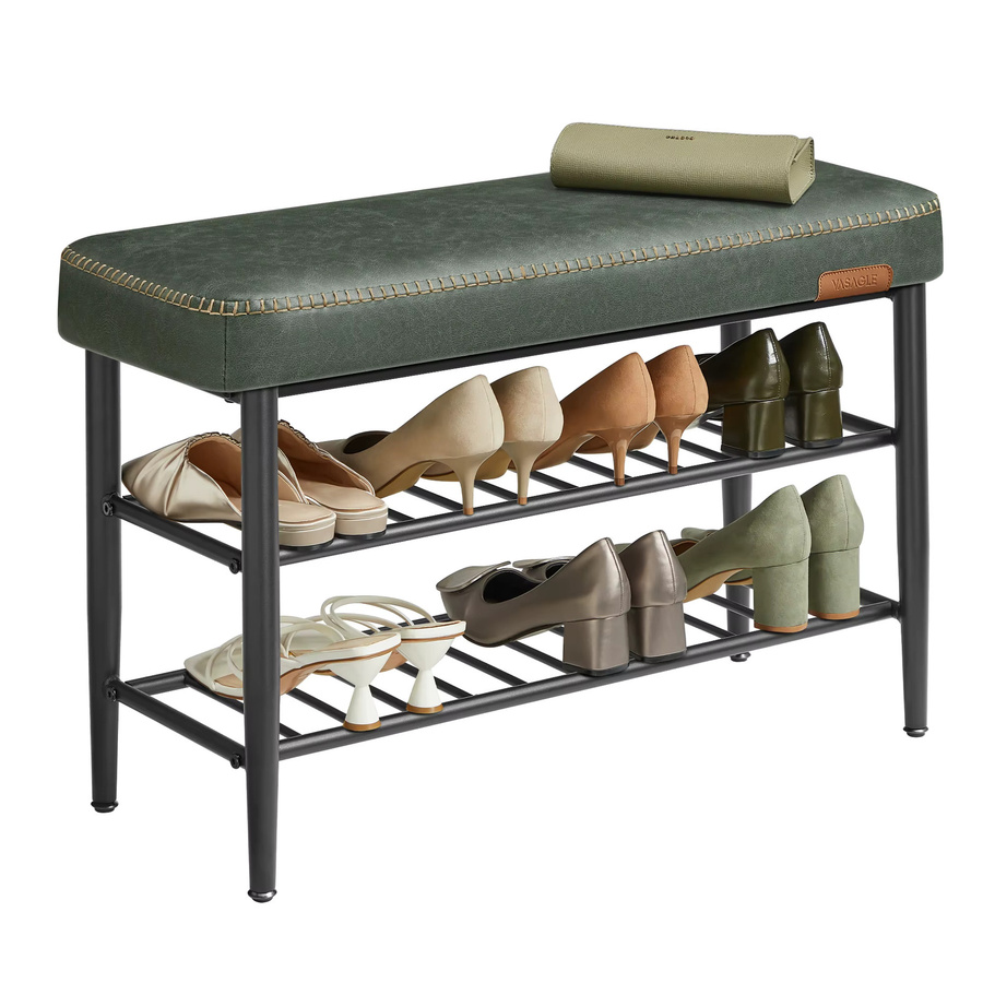VASAGLE Schuhbank mit Schuhregal aus Kunstleder in Braun, B/T/H: 80 x 30 x 50 cm - Bild 2