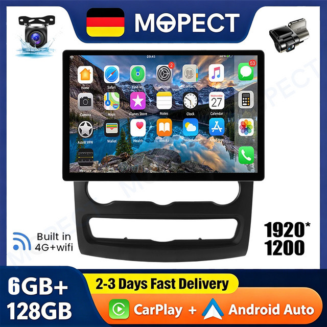 MOPECT Android 15 Autoradio mit 13,3 Zoll Touchscreen, 6GB RAM + 128GB Speicher, GPS, CarPlay, Bluetooth, 4G LTE und Rückfahrkamera für VW Crafter 2006-2011 und Mercedes Sprinter 2006-2017, Schwarz - Bild 1