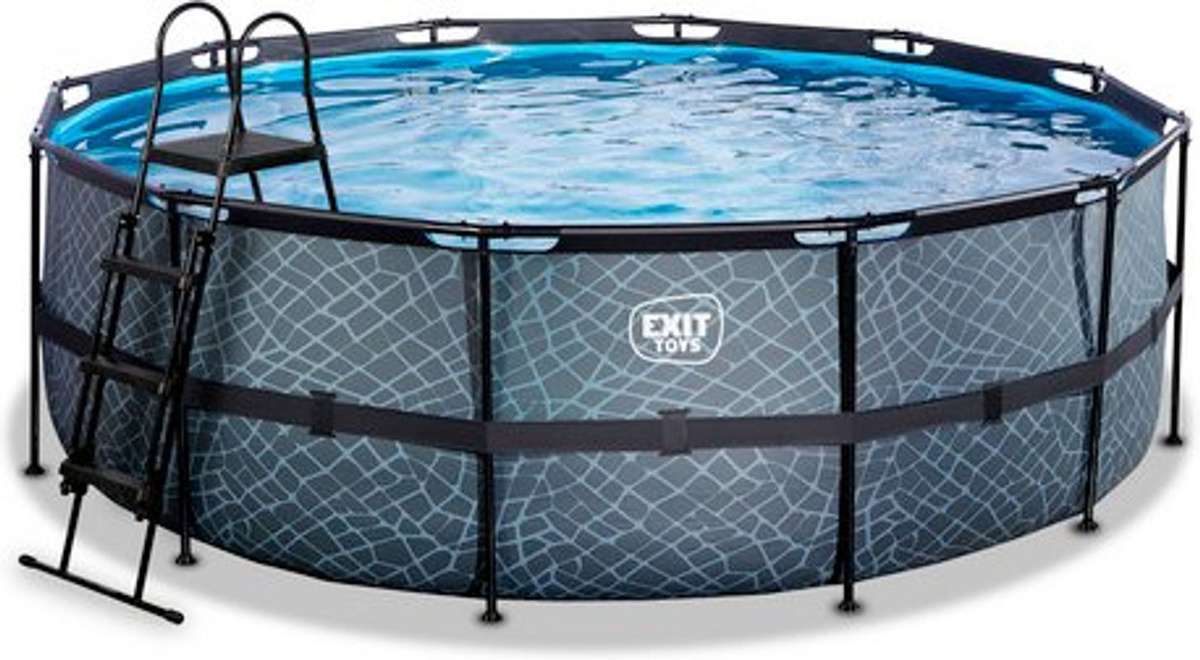 EXIT Toys Stone Pool aufblasbarer Pool in Grau und Blau mit Ø: 427 cm und 14758 l Volumen - Bild 1