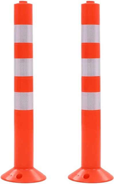 DELUKE Verkehrspoller GREOT 2er Set Kunststoffpfosten in Rot und Silber, Höhe: 75 cm - Bild 1