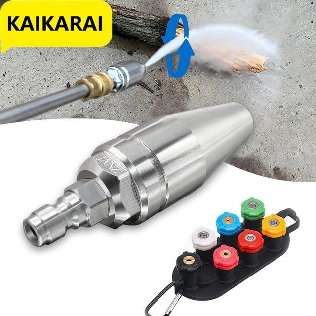 Kaikarai Turbodüse für Hochdruckreiniger mit 7 Düsenspitzen und Halter, drehbar für heißes und kaltes Wasser, 1/4 Quick Connect, 4000 PSI - Bild 1