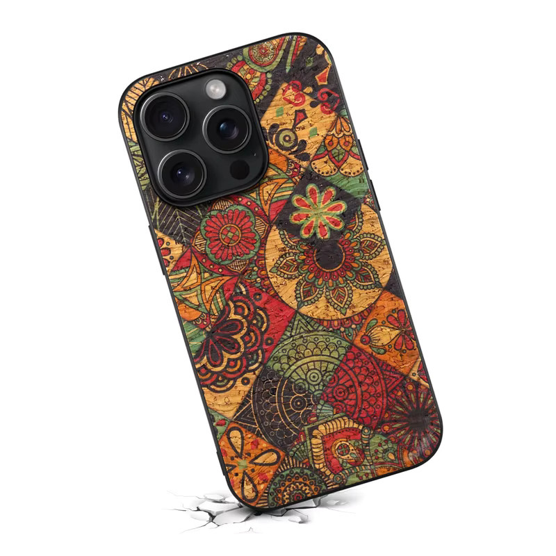 EUCAGR Ultradünne Blumenfigur Ledertasche für iPhone 16 15 14 13 12 11 Pro Max Plus XS XR 7 8 SE 2022 stoßfeste Rückseite in Multicolour - Bild 2