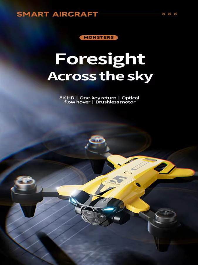 CONUSEA M5 Drohne Professional 8K mit drei Kameras, Hindernisvermeidung, optischer Flusspositionierung und bürstenlosem Motor in Gelb - Bild 7