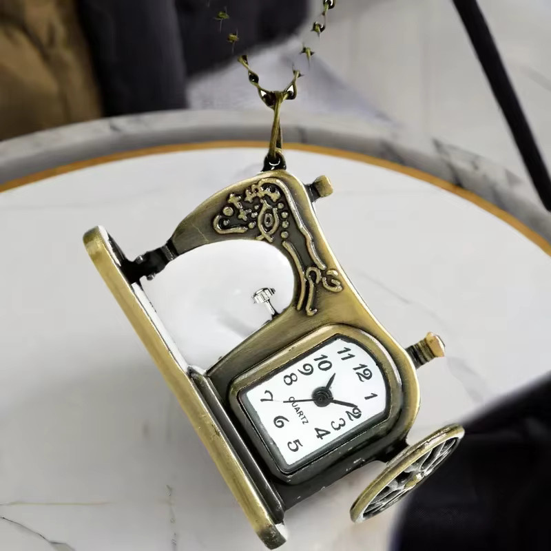 wecin Halskette mit Taschenuhr-Anhänger, Quarz, Bronze, Messing, Damen - Bild 2