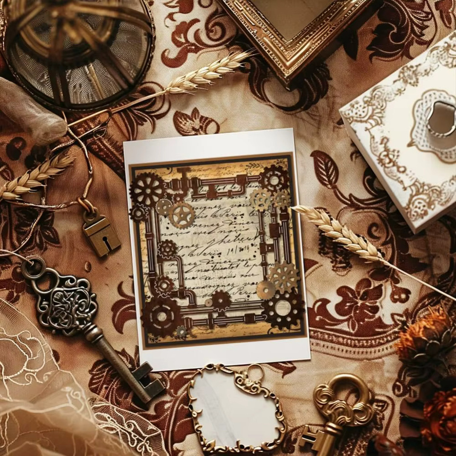 10 Stück Steampunk Stanzformen aus Metall in Silber für die Kartenherstellung mit Eckprägeschablonen und Rahmen-Vorlagen - Bild 5