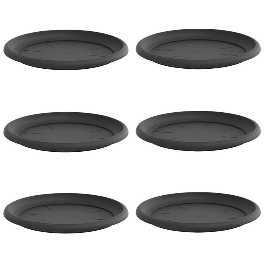 6er Set runde Blumenplatten von vidaXL in Schwarz aus Kunststoff, Durchmesser: 14 cm, Höhe: 2 cm - Bild 2