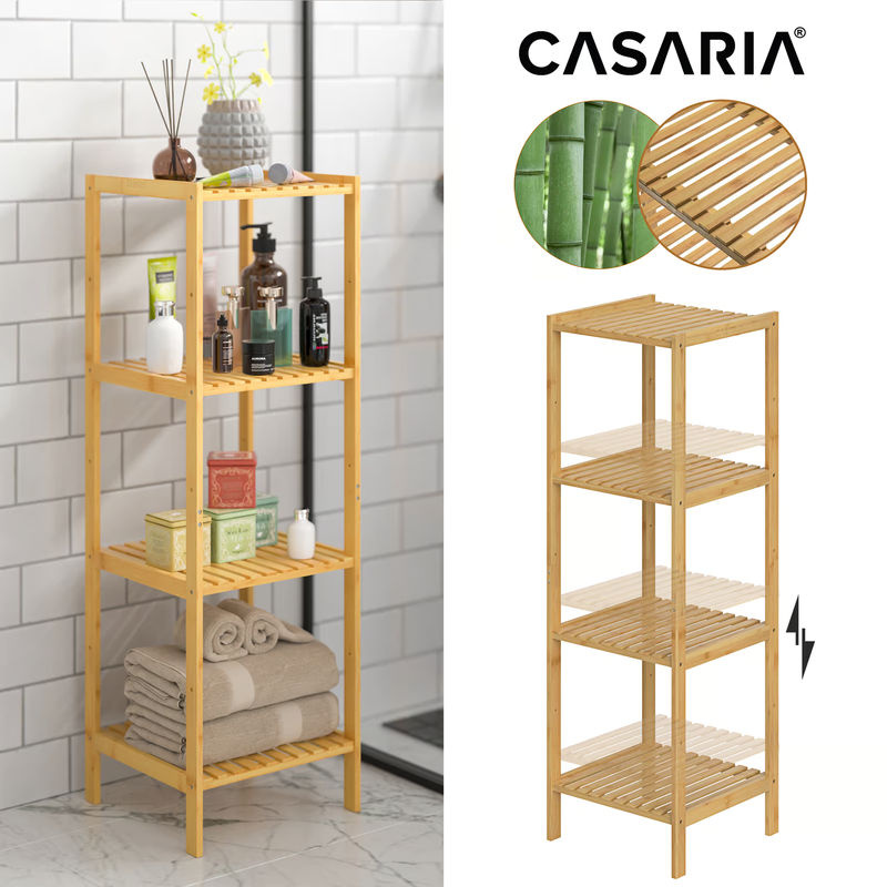Casaria Standregal aus Bambus in Braun, H x B x T: 110 x 33 x 33 cm - Bild 2