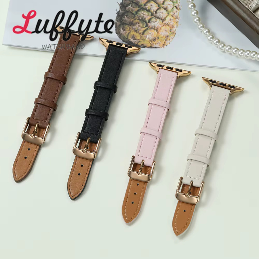 luffyte Uhrenarmband Leder, Unisex, Gold - Bild 1