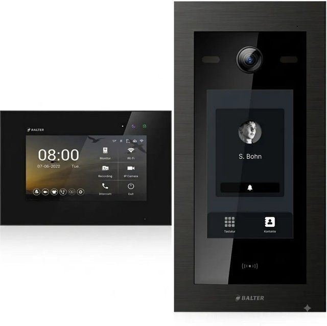 Balter EVO HD Video Türsprechanlage mit 7 Zoll Touchscreen und RFID in Schwarz - Bild 1