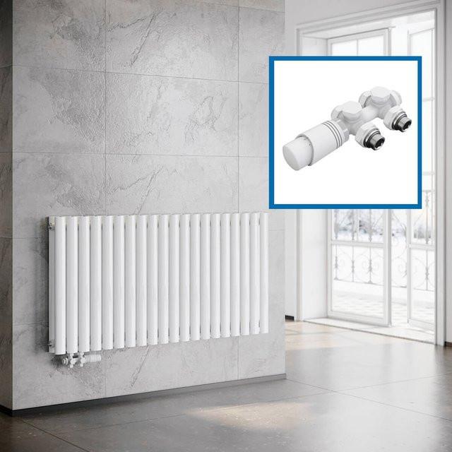 SONNI Röhrenheizkörper Wandheizkörper mit Mittelanschluss in Weiß, H: 60,0 cm, B: 118,0 cm - Bild 1