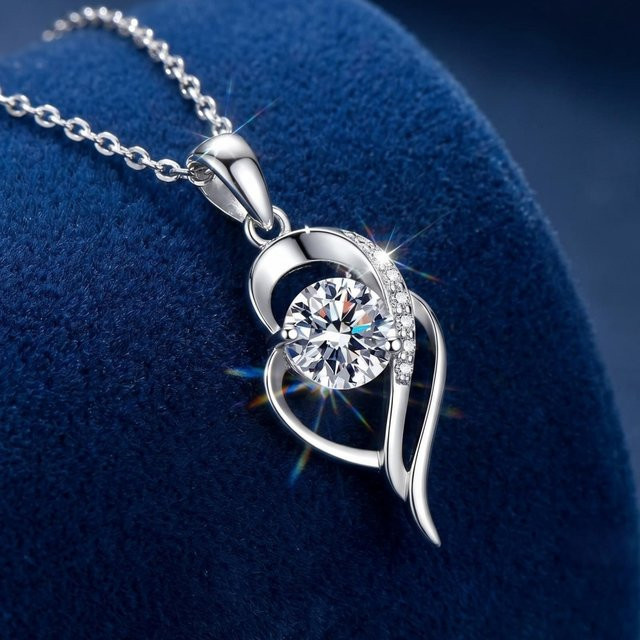 BJXMOSO Halskette mit Herzanhänger, 925 Silber, Zirkonia, Damen - Bild 1