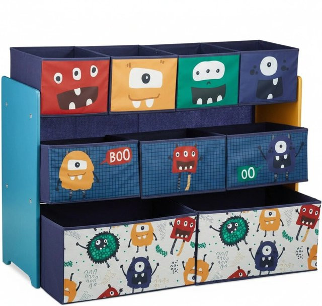 Relaxdays Kinderregal Monster mit 9 Boxen, Mehrfarbig, B/H/T: 70 x 92,5 x 30 cm - Bild 1