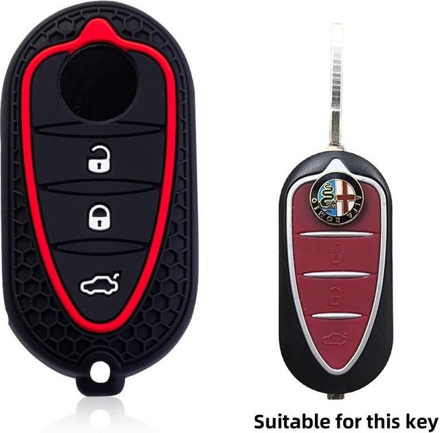 Silikon Schlüsselhülle für Alfa Romeo Giulietta, MiTo, 159 und weitere Modelle, Schwarz - Bild 1