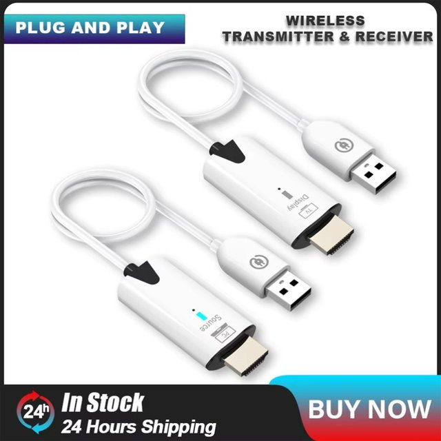 VIKEFON Kabelloser HDMI Video-Sender und Empfänger in Weiß, 1080P Full HD Display-Dongle und AV-Adapter für PC und Laptop zu TV - Bild 1
