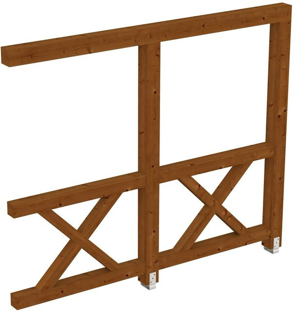 Skan Holz Seitenwand Andreaskreuz aus Fichte in Nussbaum, B: 255 cm, H: 210 cm - Bild 1