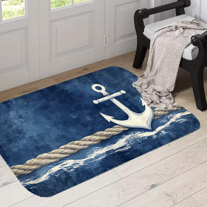VIKAMA Teppich Cooler Blau mit maritimem Design für Wohnzimmer, Schlafzimmer, Küche oder Badezimmer - Bild 2