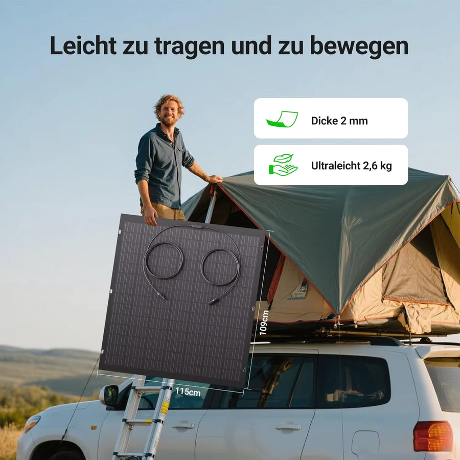 LIONSHEE 480W Flexibles Solarpanel Set bestehend aus 2x 240W Einzelmodulen, 12V ETFE PV Module in Schwarz mit 23,5% Wirkungsgrad für Balkonanlagen, Wohnmobil und Camping - Bild 2